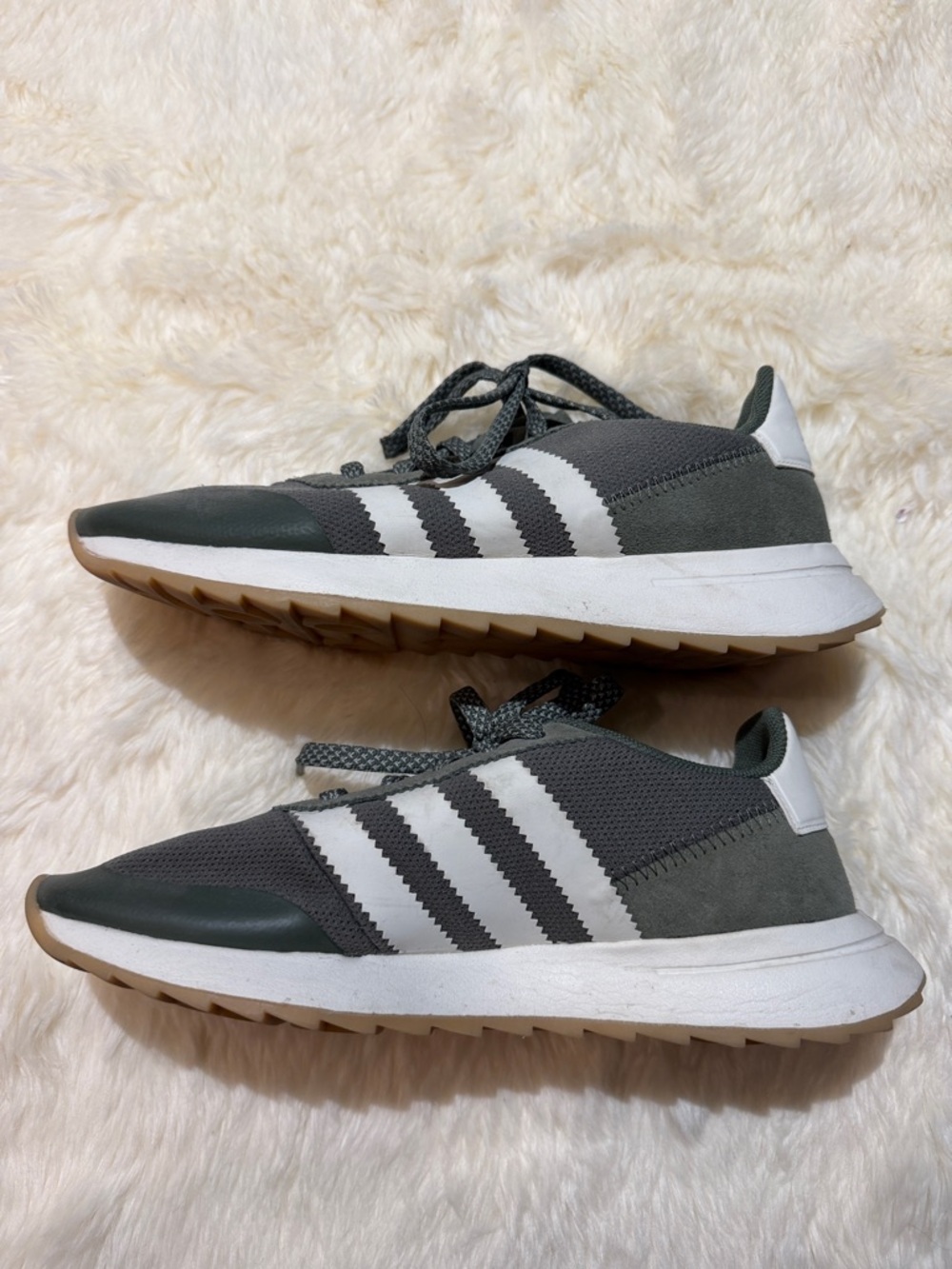 adidas Dark Green and White Low-Top Sneakers